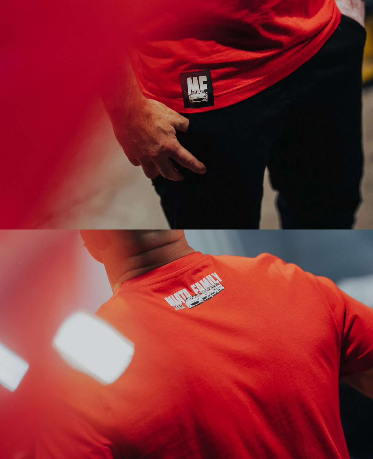 High-quality red T-shirt featuring Miata logo for Mazda MX-5 fans. Perfect for car enthusiasts and Miata owners who want to showcase their passion.